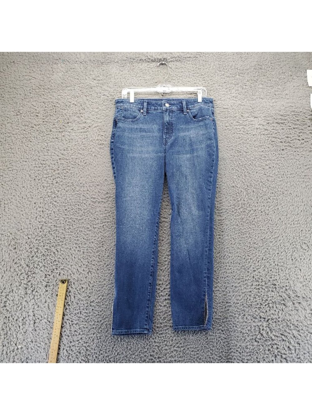 Talbots Jeans Womens 8 Blue Slim Ankle Stretch Denim Rhinestone Trim